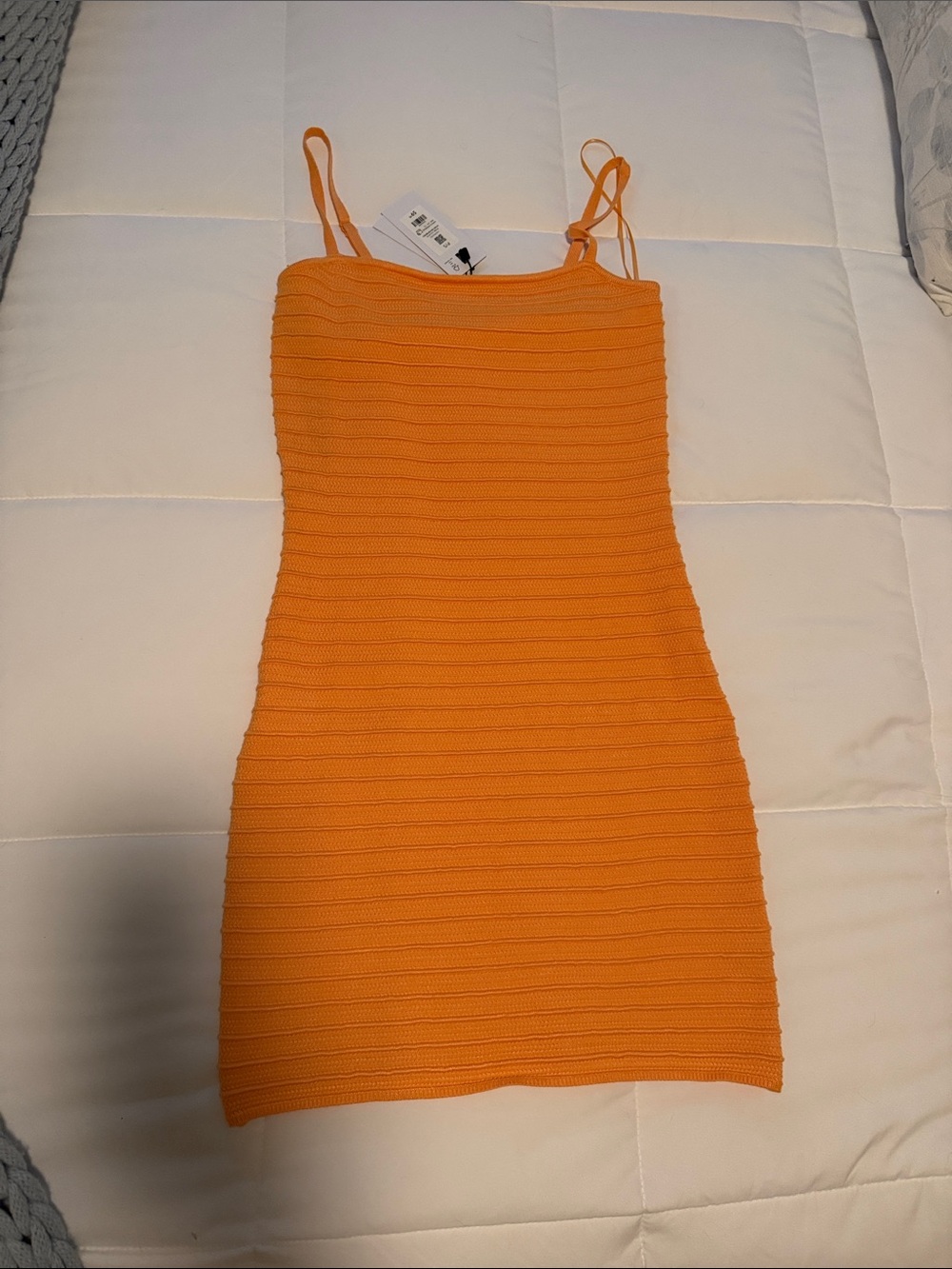 Dynamite Striped Ribbed Spaghetti-Strap Mini Dress - Orange